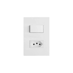 Tomada Recta Satin 10A+ Interruptor Simples B.Lux Branco