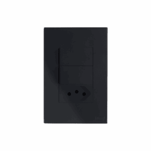 Tomada Recta Satin 10A+ Interruptor Duplo Simples B.Lux Preto