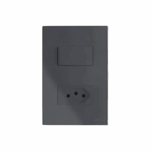 Tomada Recta Satin 10A + Interruptor Simples B.Lux Preto